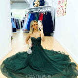 Hadley Tulle Glitter Gown - Emerald