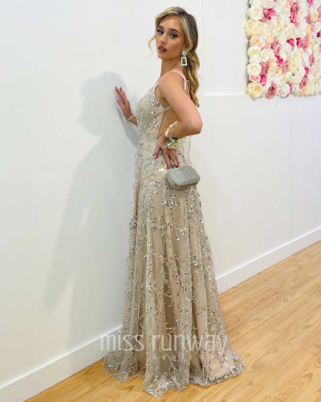 Isabella Beaded Gown - Ivory/Nude