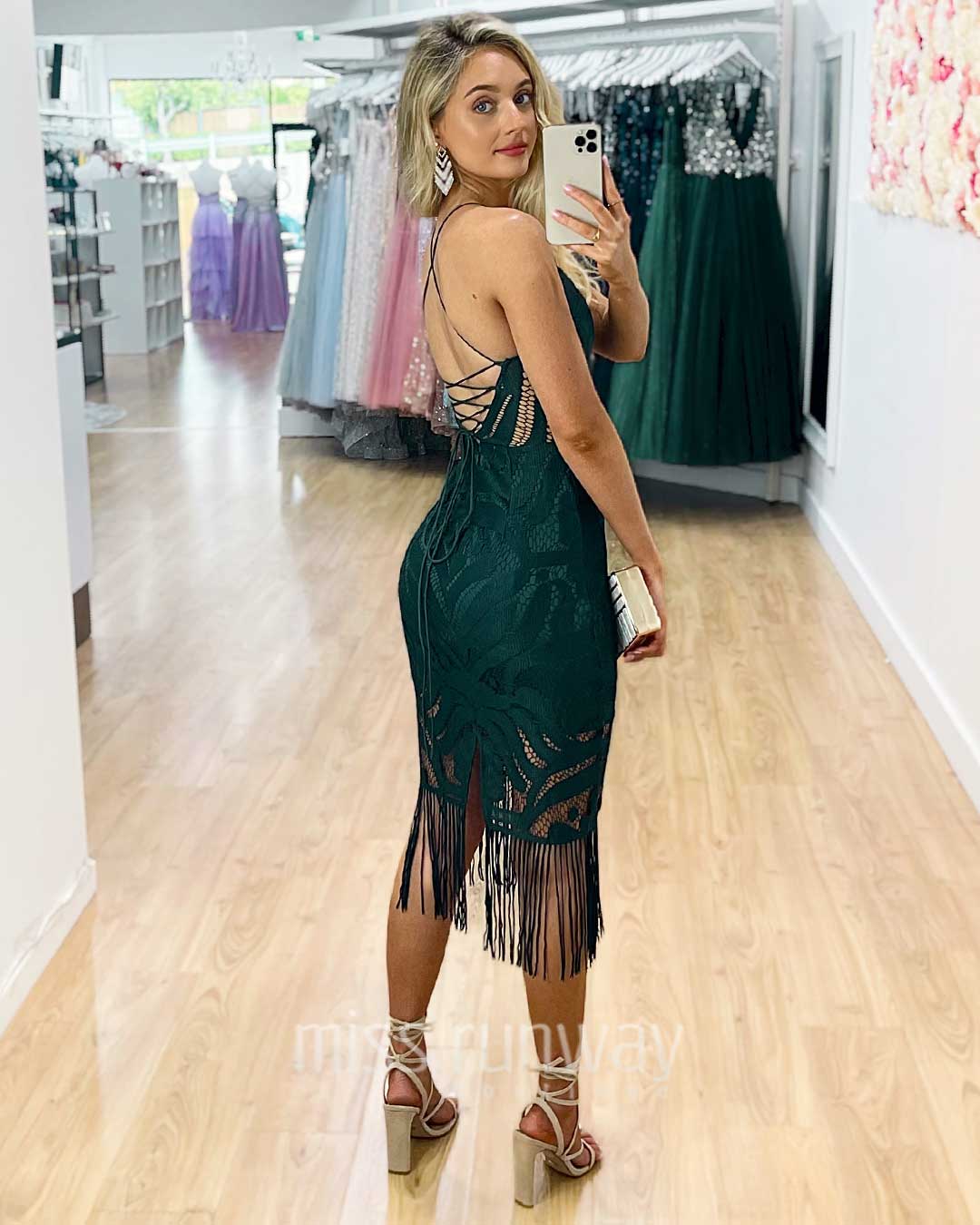 Khaleesi Lace Midi Dress - Emerald Green