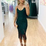 Khaleesi Lace Midi Dress - Emerald Green