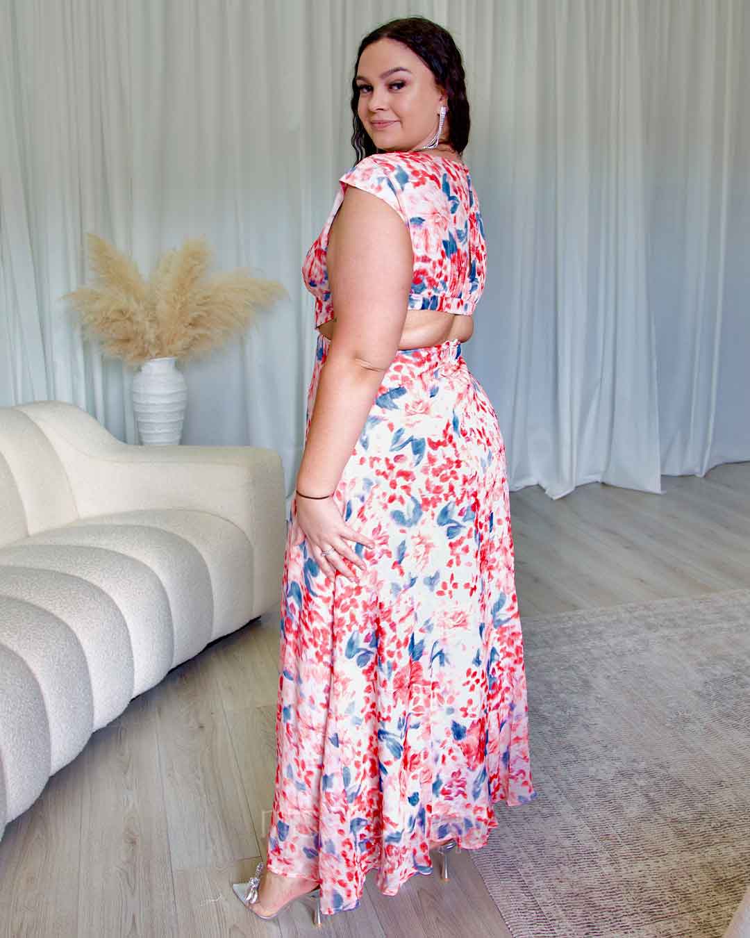 Kaia Chiffon Maxi Dress - Red Print