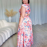 Kaia Chiffon Maxi Dress - Red Print