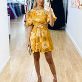 Kate Mini Dress - Yellow Floral
