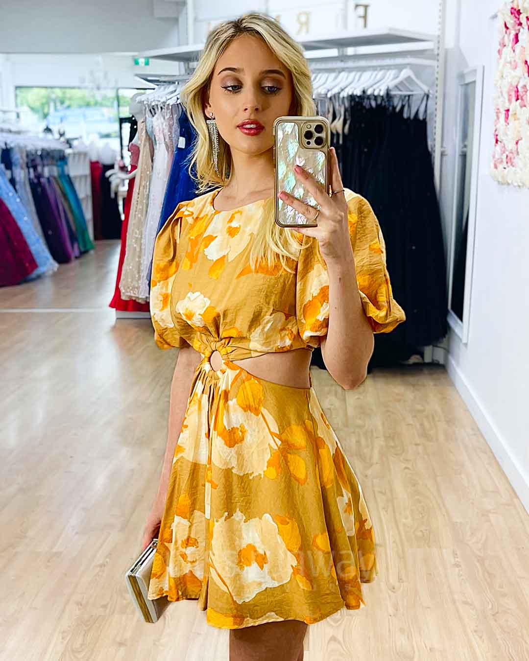 Kate Mini Dress - Yellow Floral