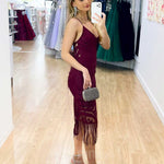 Khaleesi Lace Midi Dress - Mulberry