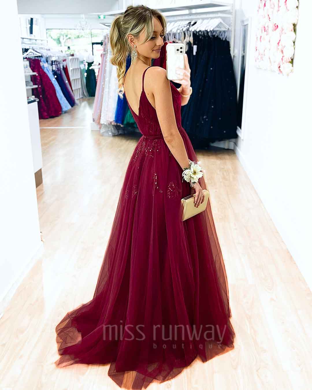 Kiri Tulle Gown - Wine