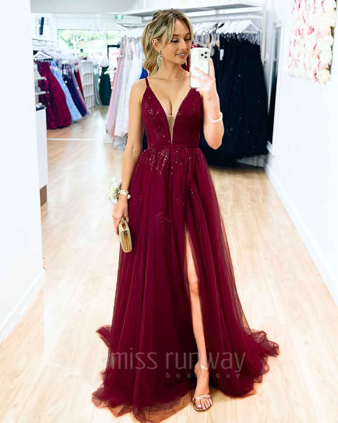 Kiri Tulle Gown - Wine