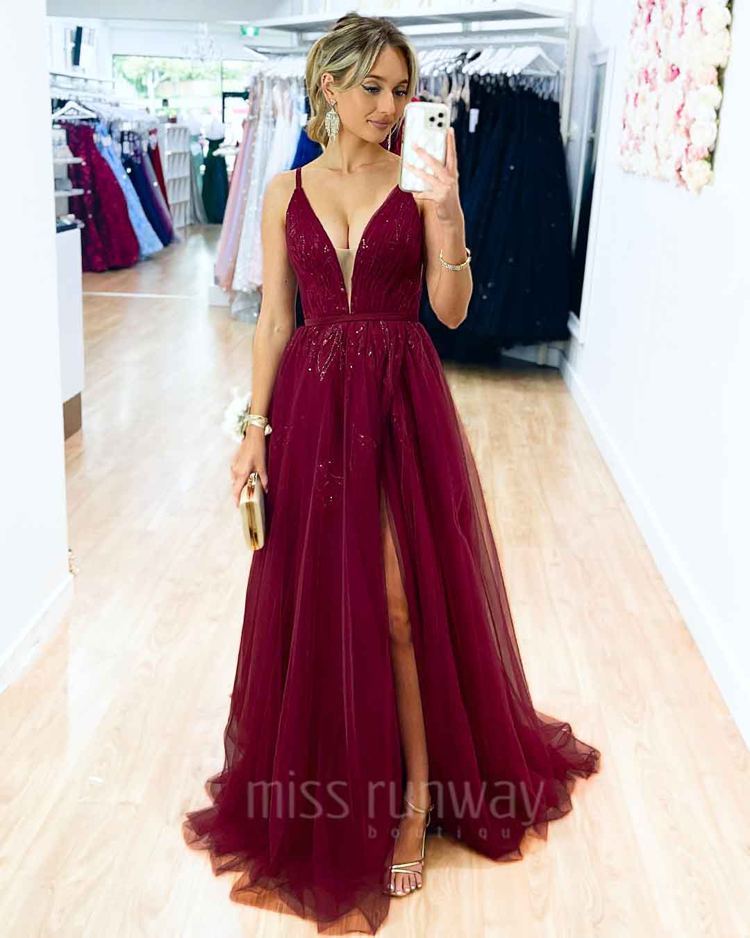 Kiri Tulle Gown - Wine