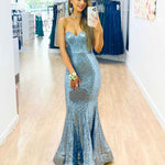 Lauren Sweetheart Sequin Gown -  Ice Blue