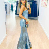 Lauren Sweetheart Sequin Gown -  Ice Blue
