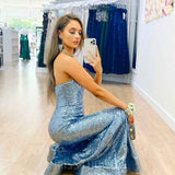Lauren Sweetheart Sequin Gown -  Ice Blue