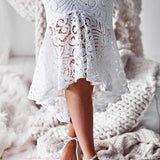 Leanne Lace Midi Dress - White