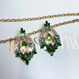 Letitia Rhinestone Earrings - Green