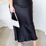 Lexi Satin Maxi Skirt - Black