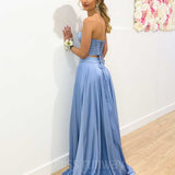 Lorna Corset Satin Two Piece Gown - Dove Blue