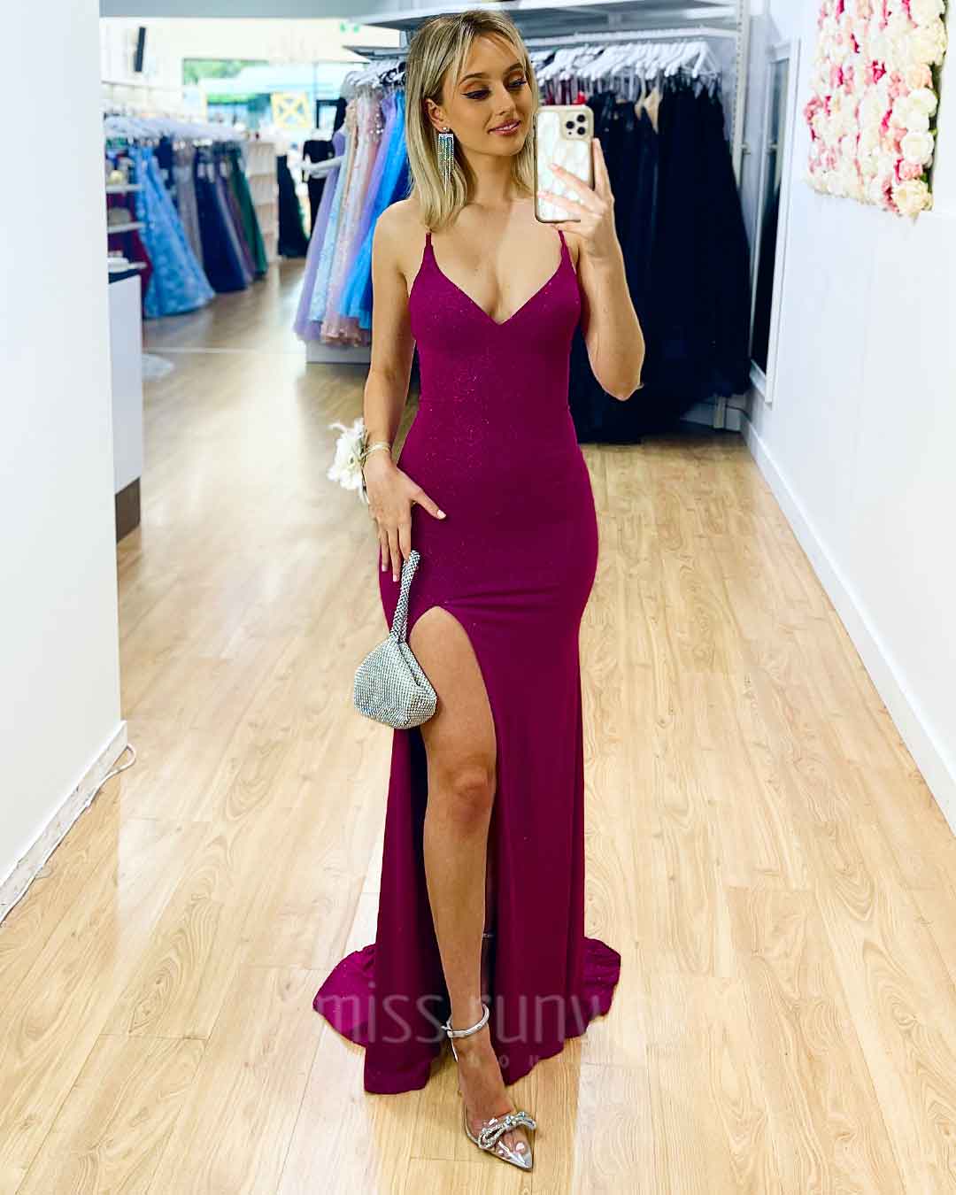 Marley Glitter Gown - Hot Pink