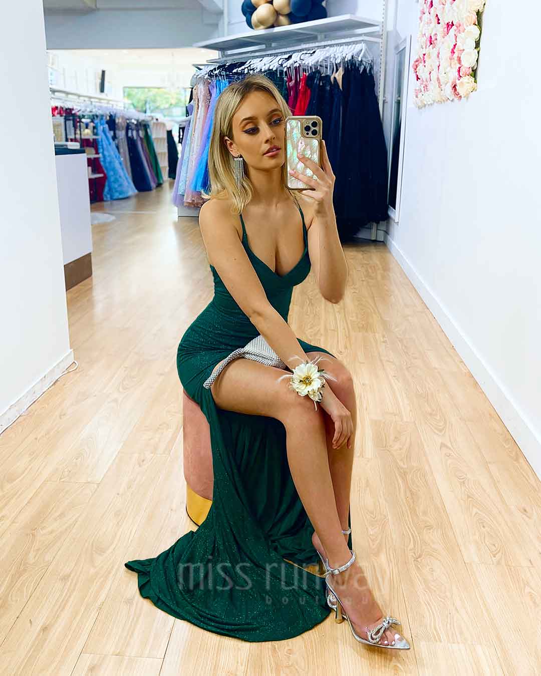 Marley Glitter Gown - Emerald