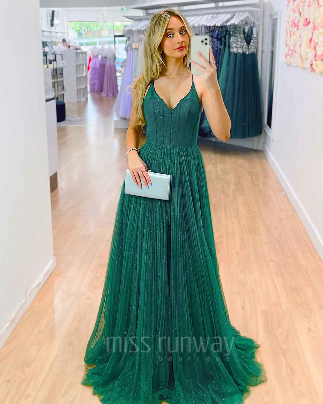 Masha Glitter Gown - Emerald Green