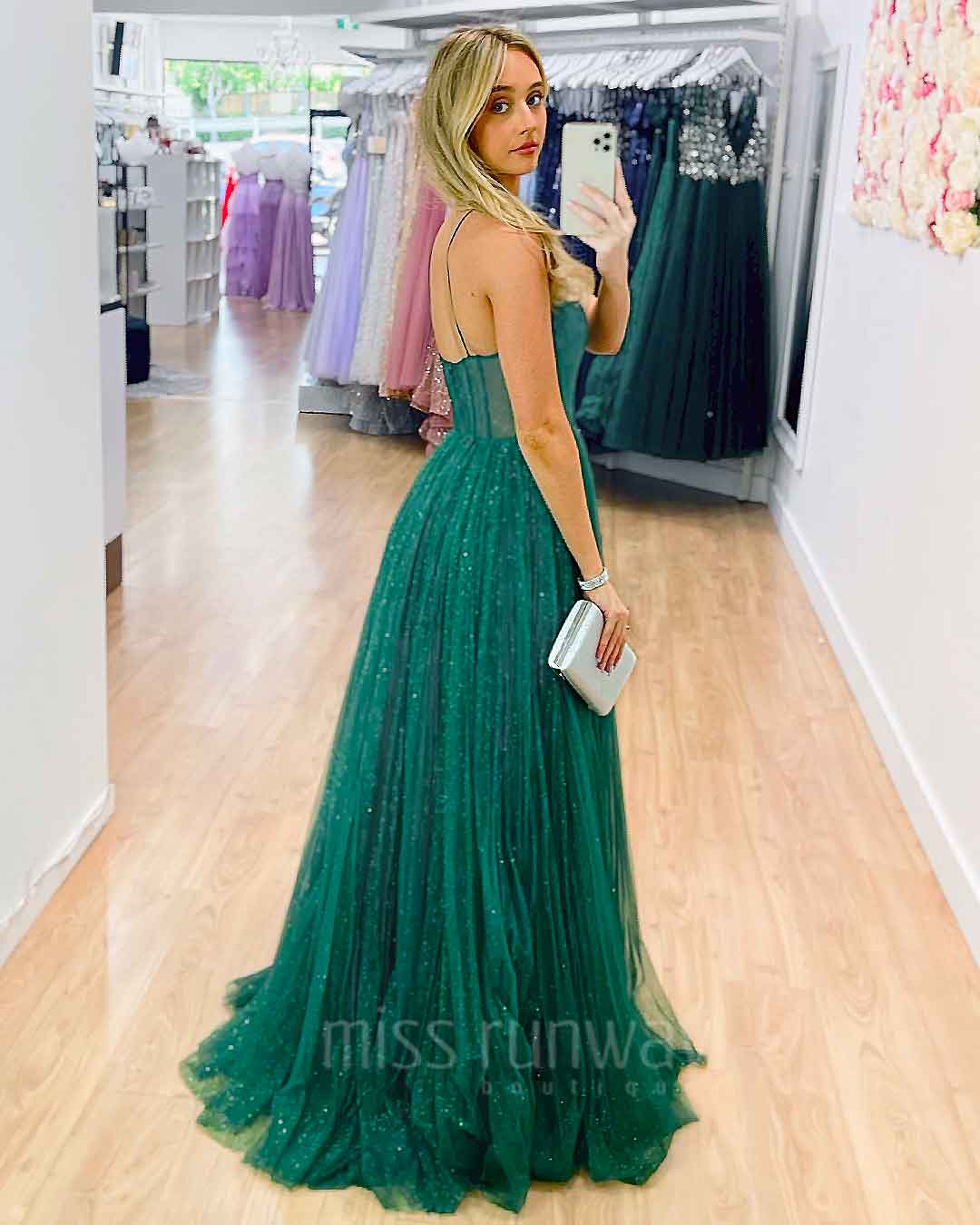 Masha Glitter Gown - Emerald Green