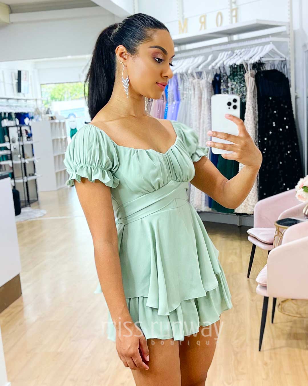 Masie Playsuit - Pistacio Green