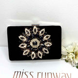 Maya Jewel Velvet Clutch - Black