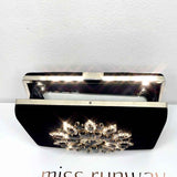 Maya Jewel Velvet Clutch - Black
