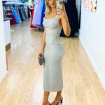 Mischa Glitter Midi Dress - Silver