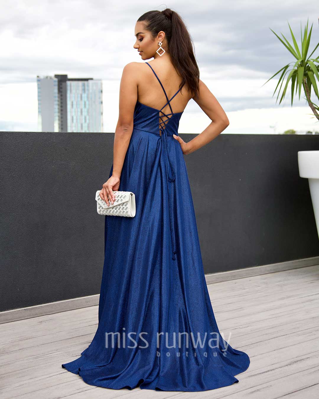 Monroe Glitter Gown - Navy