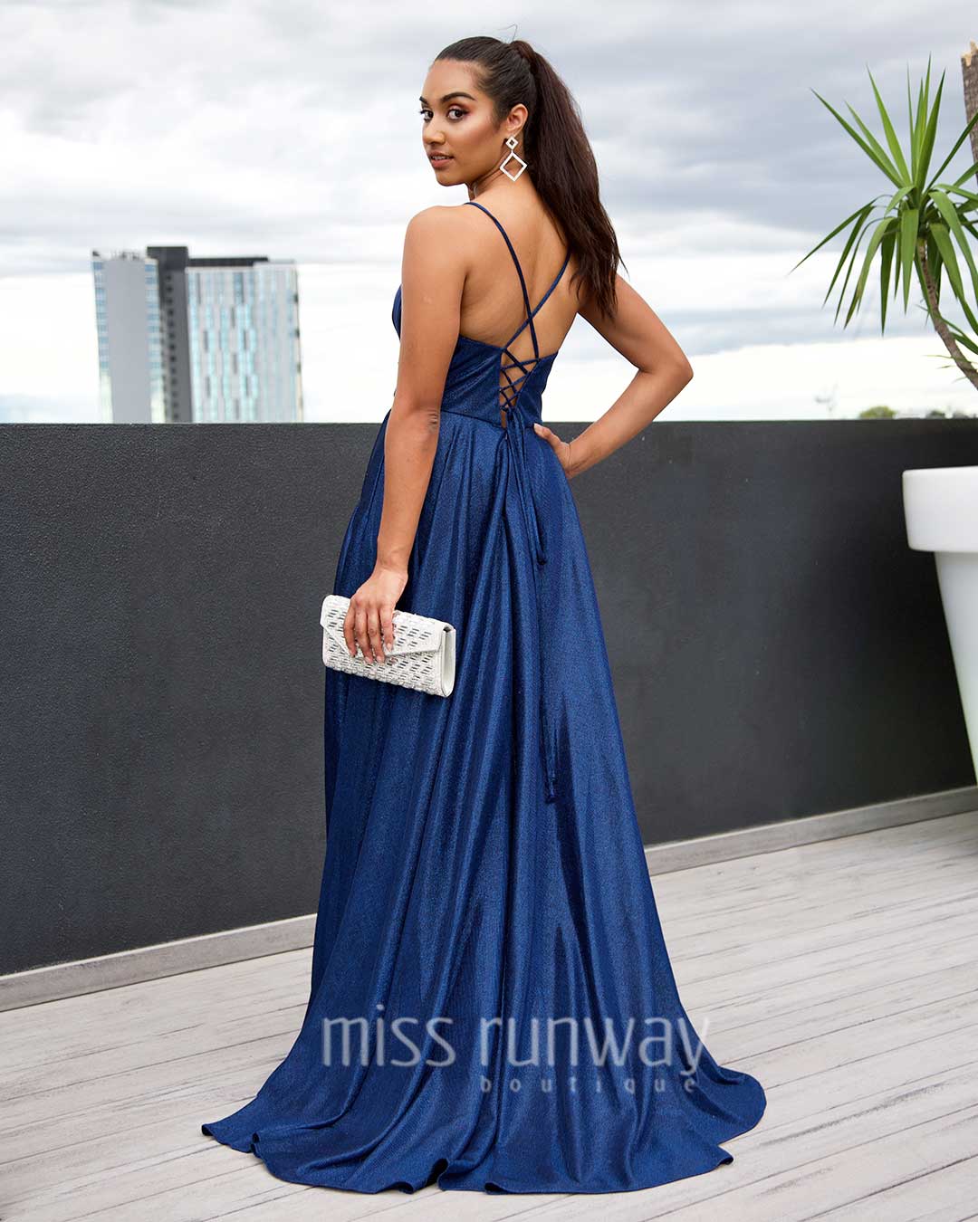 Monroe Glitter Gown - Navy