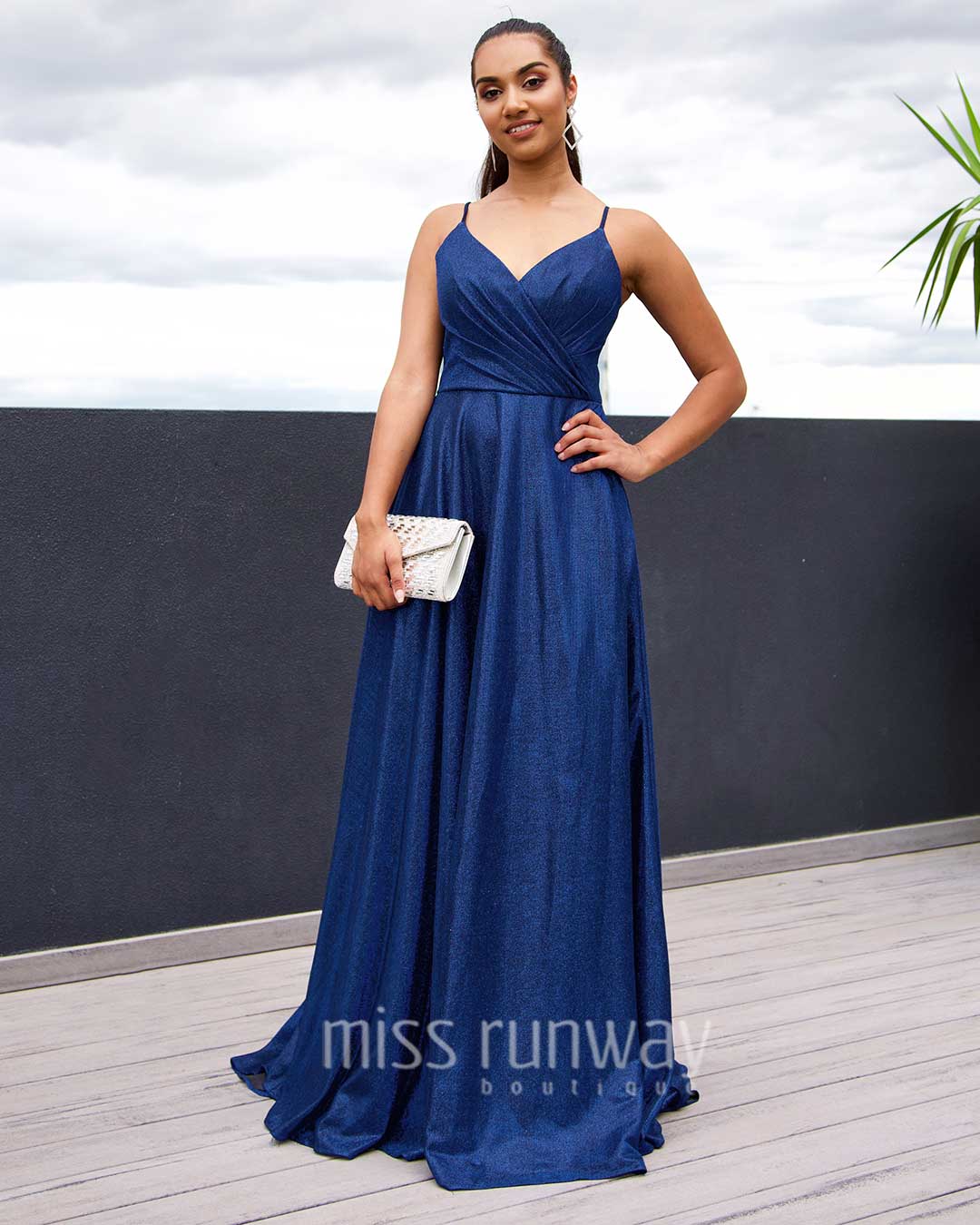 Monroe Glitter Gown - Navy