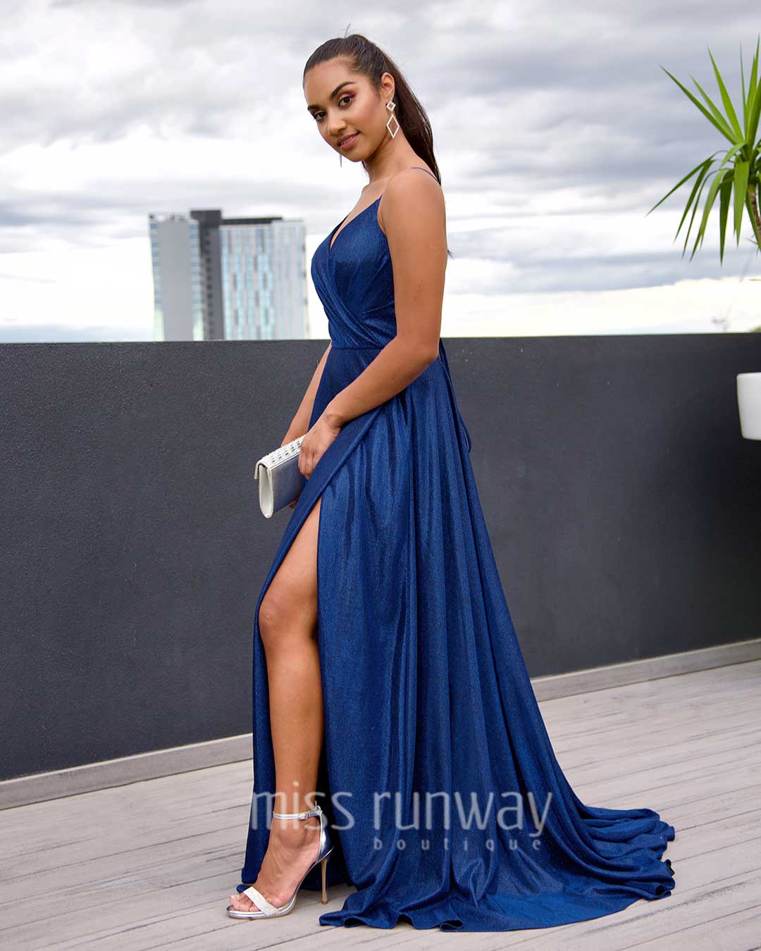 Monroe Glitter Gown - Navy