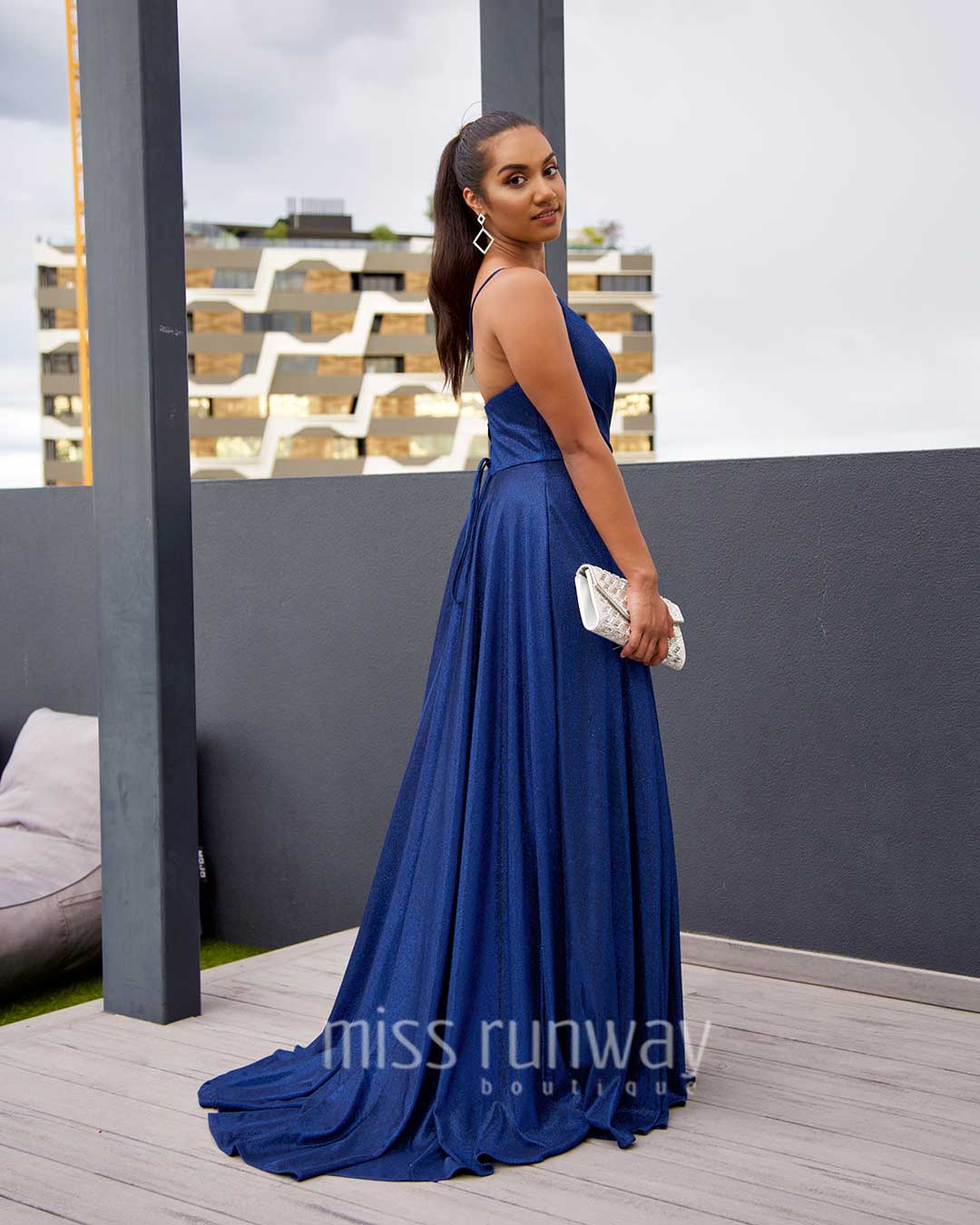 Monroe Glitter Gown - Navy