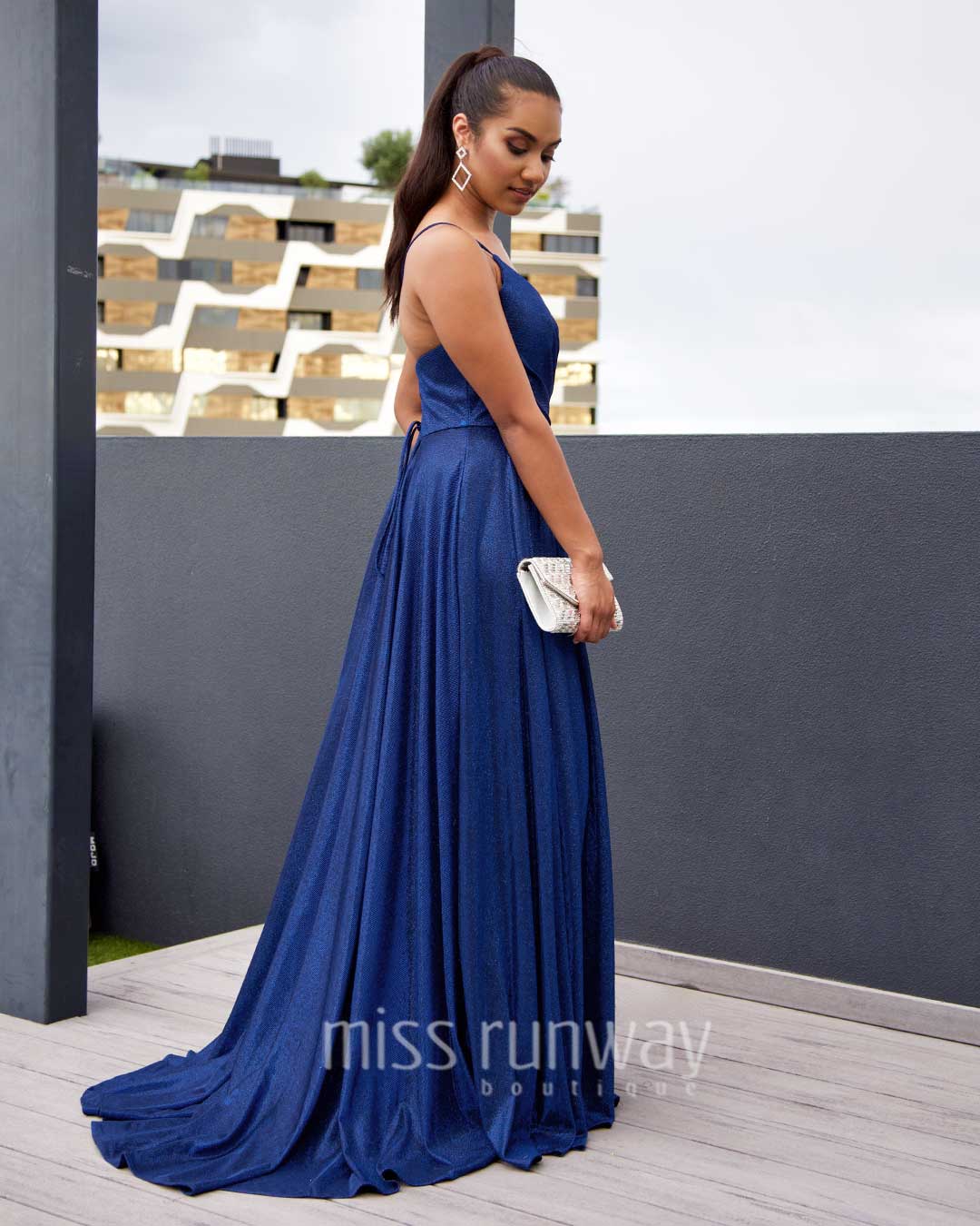 Monroe Glitter Gown - Navy