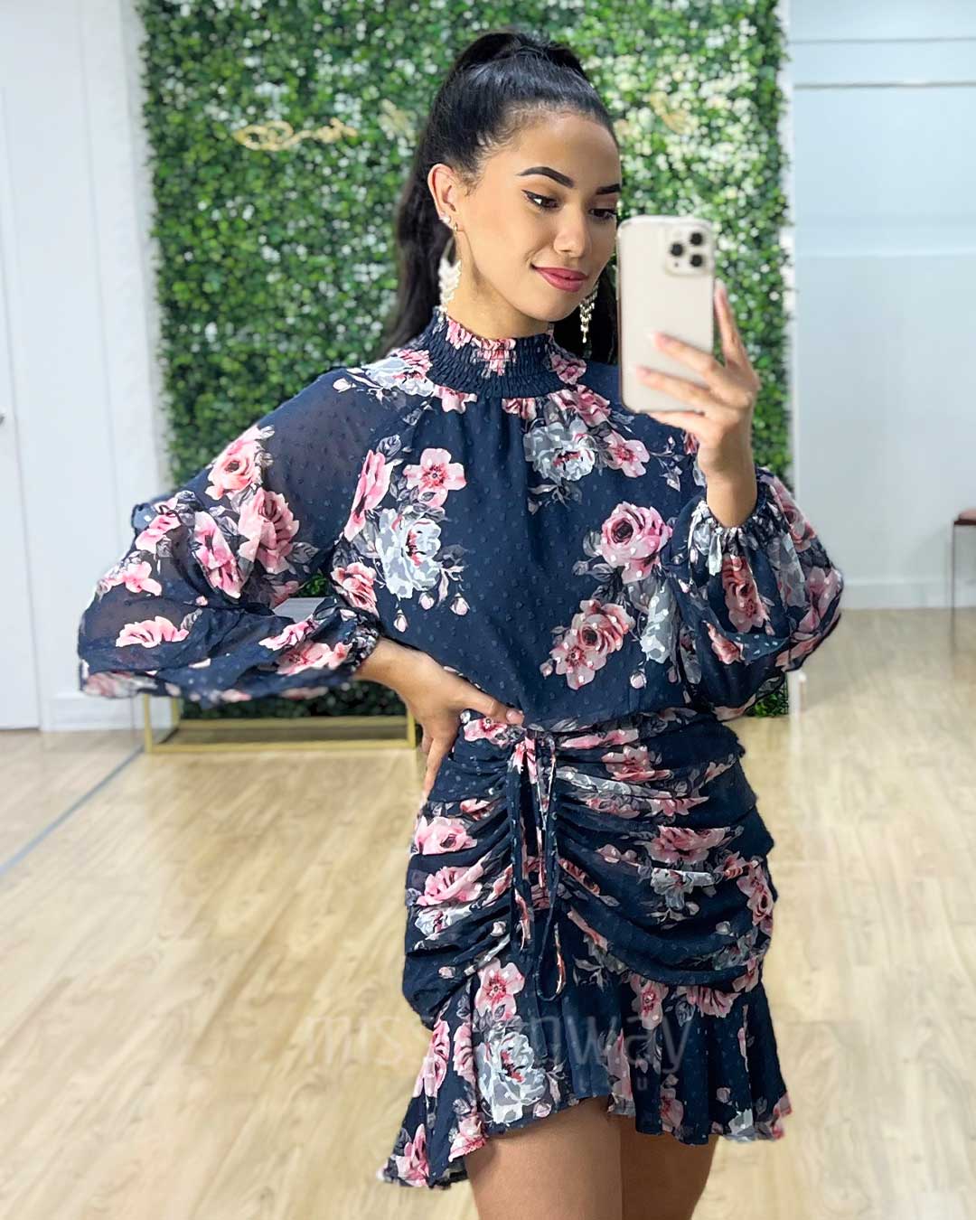 Piper Floral Dress - Navy