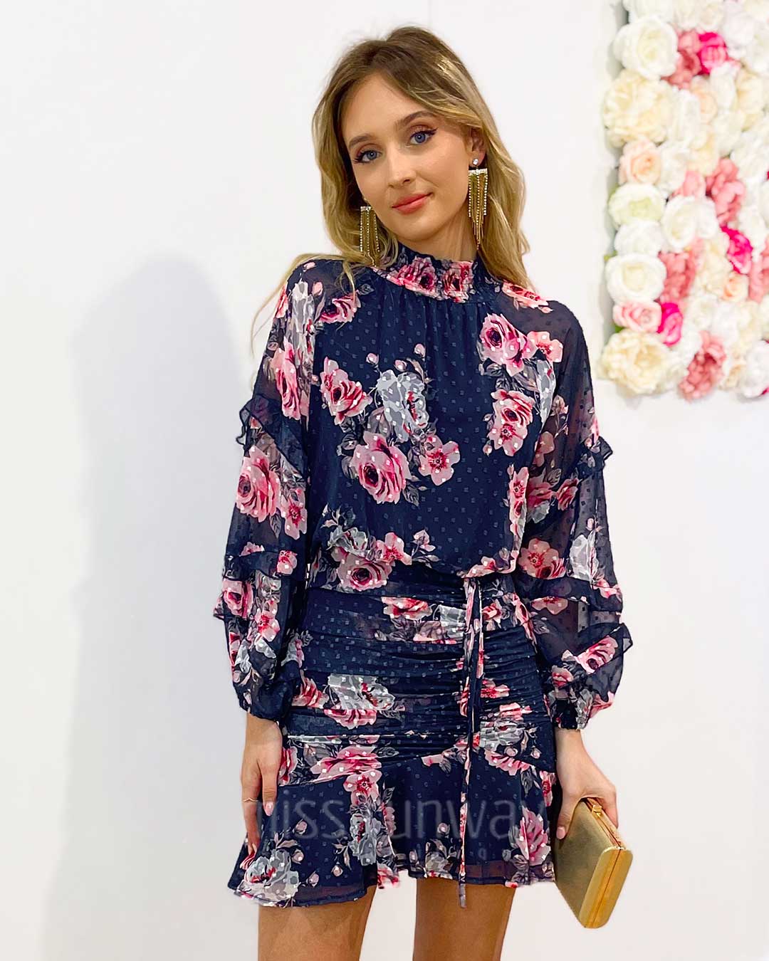 Piper Floral Dress - Navy