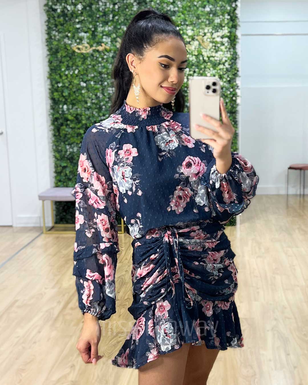 Piper Floral Dress - Navy