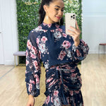 Piper Floral Dress - Navy