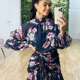 Piper Floral Dress - Navy
