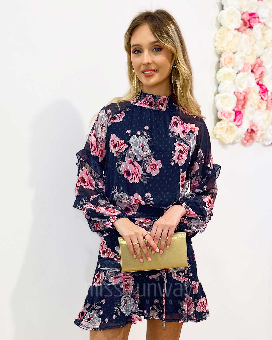 Piper Floral Dress - Navy