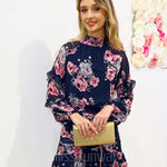Piper Floral Dress - Navy