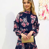 Piper Floral Dress - Navy