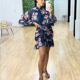 Piper Floral Dress - Navy
