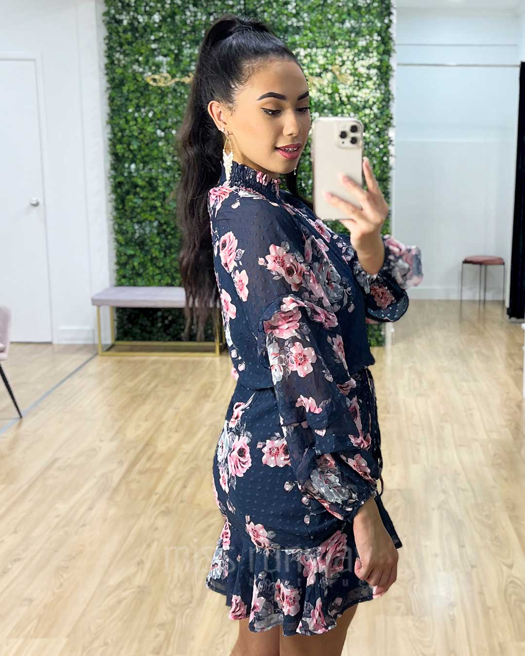 Piper Floral Dress - Navy