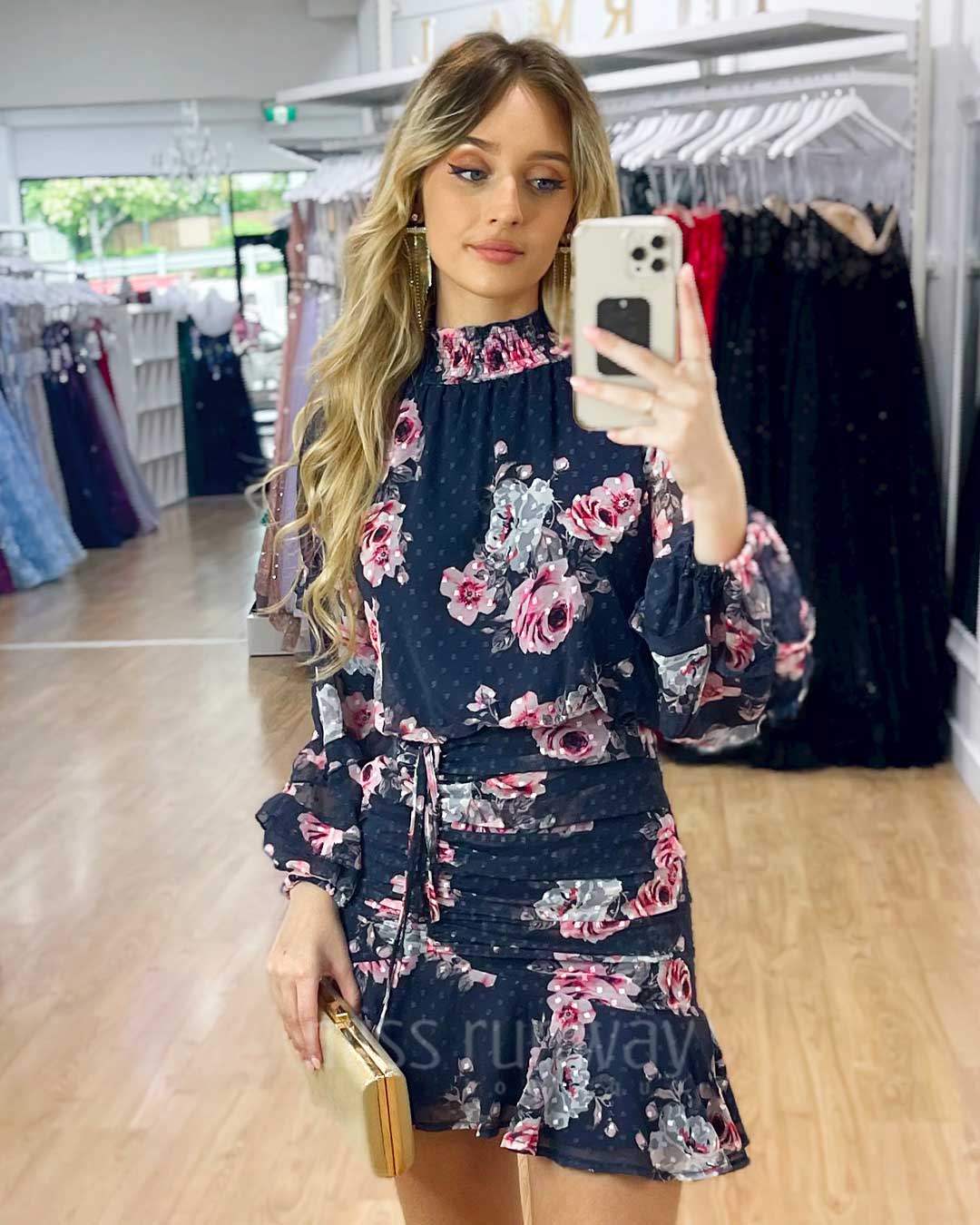 Piper Floral Dress - Navy