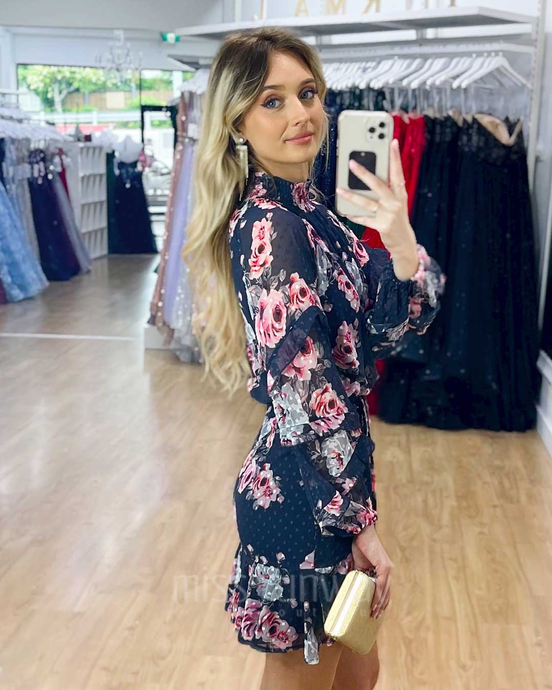 Piper Floral Dress - Navy