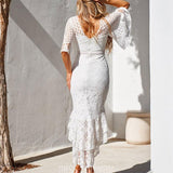 Reyna Lace Midi Dress - White