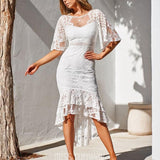 Reyna Lace Midi Dress - White