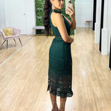 Rivers Midi Lace Dress - Emerald Green