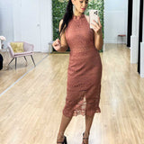 Rivers Midi Lace Dress - Mauve