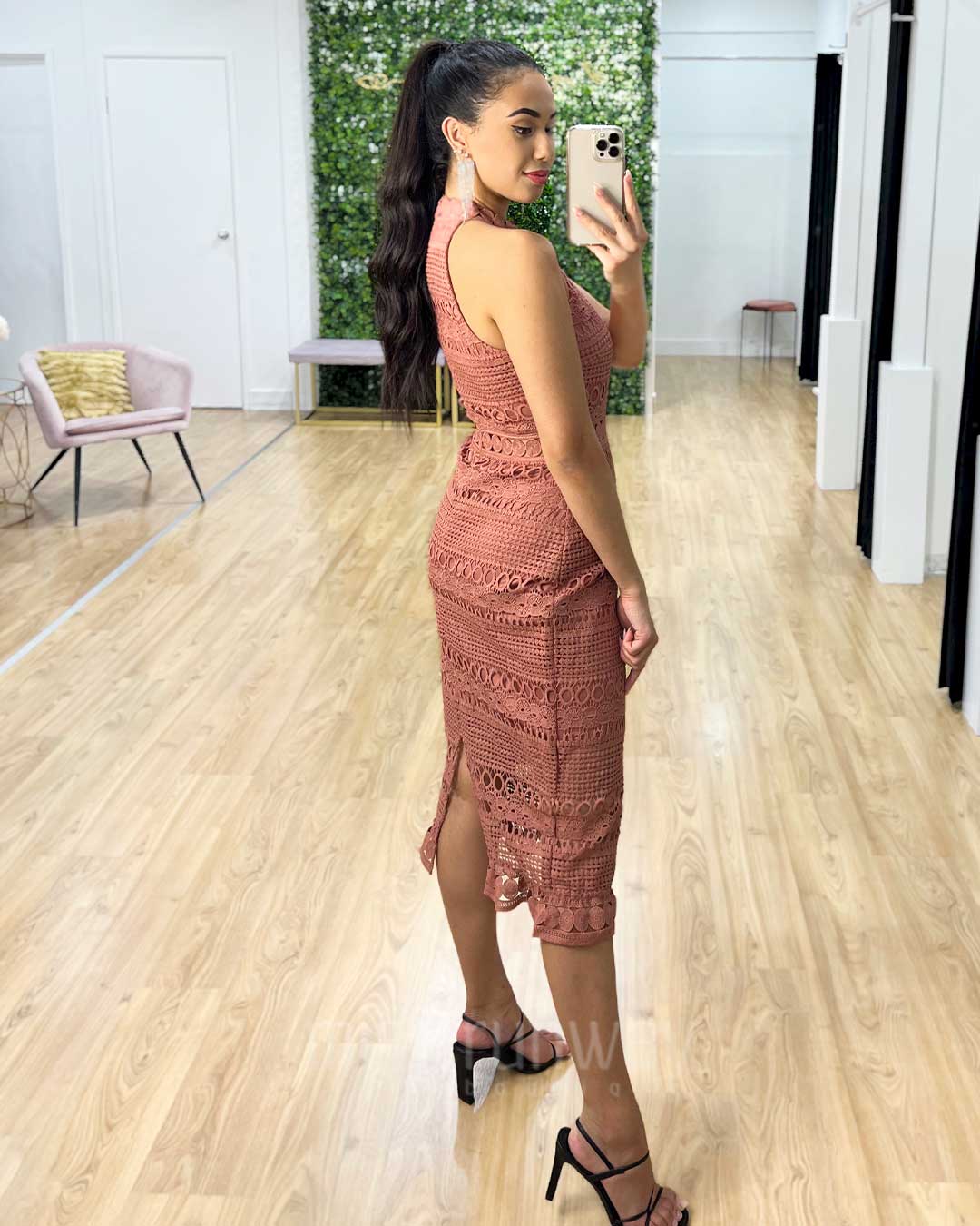 Rivers Midi Lace Dress - Mauve